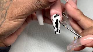 Cow Print Acrylic Nails