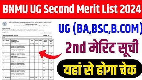 BNMU UG 2nd Merit List 2024|BNMU UG 2nd Merit List kab Ayega|BNMU 2nd Merit List