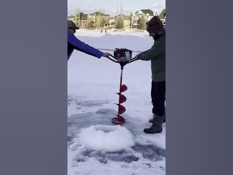 Drilling / Auger an Ice Fishing Hole #Shorts 