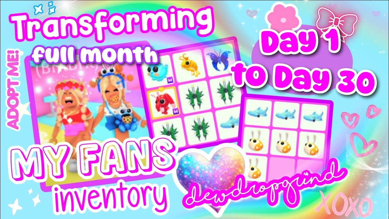 Transforming 💜 MY FANS 💜 Inventory in Adopt Me! 1 MONTH Transformation! #adoptme