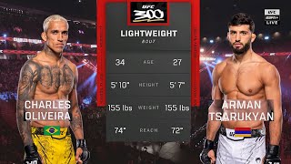 UFC 300: Charles Oliveira vs Arman Tsarukyan Full Fight