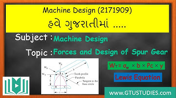 Design of Spur Gear in Gujarati | DME | Forces and Design of Spur Gear | (3171917) | Mechanical |GTU