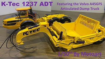 Unboxing and Review of the Motoart K-Tec 1237ADT Scraper and Volvo 45GFS Articulated Dump Truck