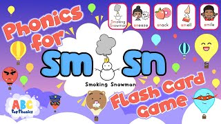 Complete Phonics 3 (Pages 27-28): SN & SM Blends Review Flashcard Game | ESL Phonics Practice