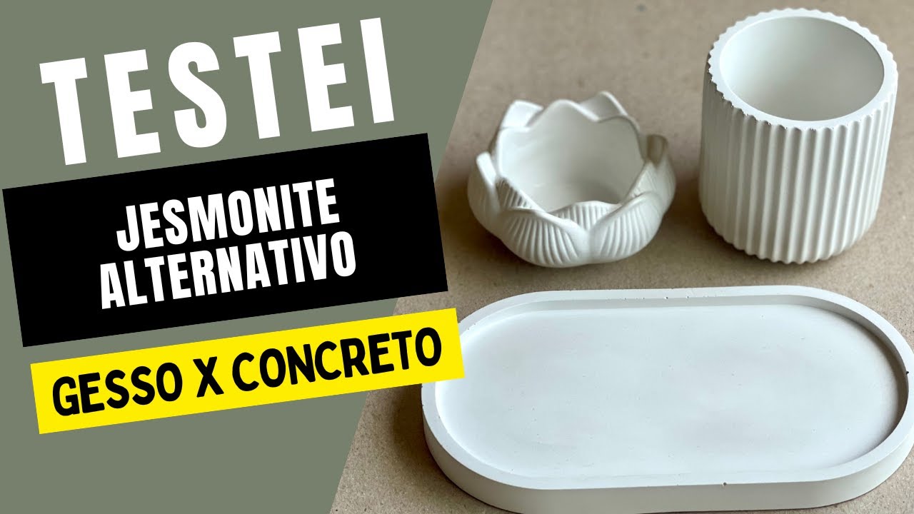 Testei a receita do Jesmonite Alternativo - Como fazer bandeja de peças de gesso receita completa