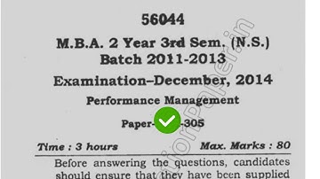 2018 Mdu MBA 3d Sem Performance Managemnet Question Paper #MduQuestionPaper