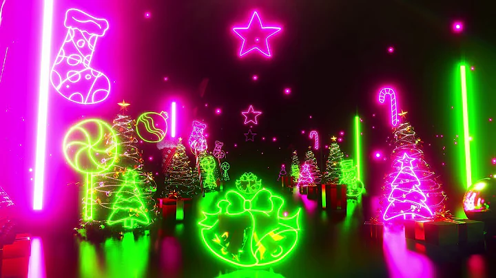 Retro Neon Christmas Background – Glowing Trees & Party Lights Loop 4K UHD (8 Hours)