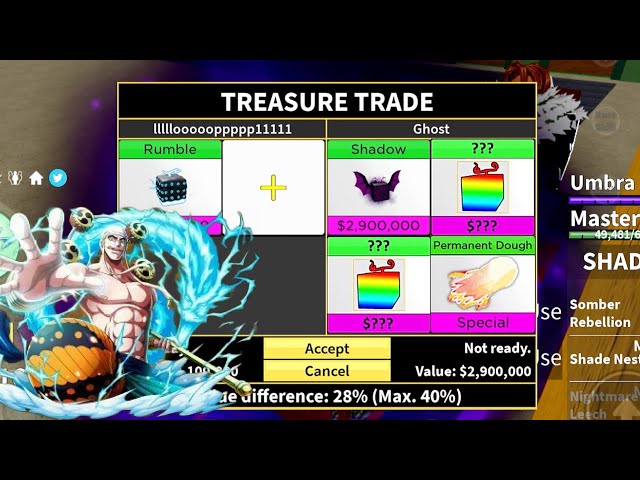 What people offer for rumble in blox fruit trade? 