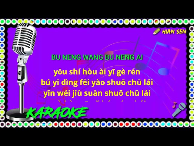 Bu neng wang bu neng ai - karaoke no vokal (cover to lyrics pinyin) class=