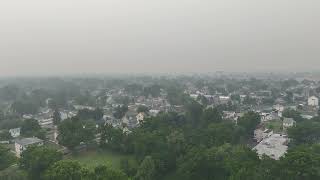 Heavy Smoke over Lansdale, PA from Wildfires in Ontario Canada and Minnesota 7/16/2026 (DJI Flip)