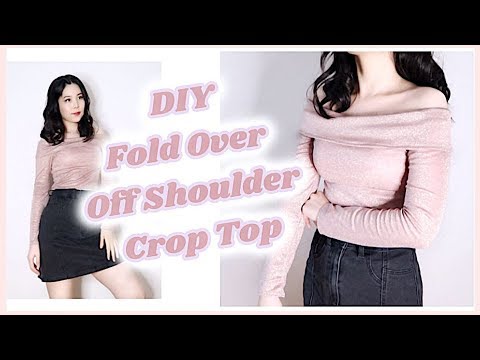 DIY Fold Over Off The Shoulder Crop Top / Costura / Sewing  Tutorialㅣmadebyaya 