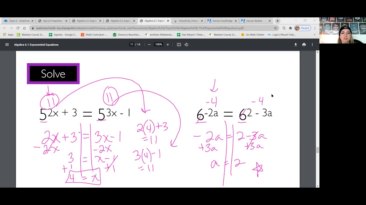 Algebra 1 Lesson 6-1 Exponential Equations - YouTube