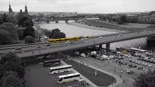 Monochrome - Train - City - Bridge (HD Stock Footage)