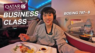 รีวิว Qatar Business Class Boeing 787-8 จากกรุงแมดริด ไปโดฮา MAD - DOH