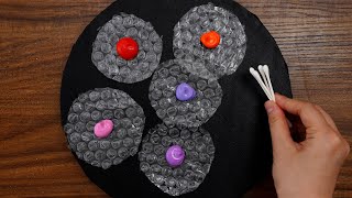 Easy & Simple Flowers Bouquet Acrylic Painting With Bubble Wrap For Beginners (1186)