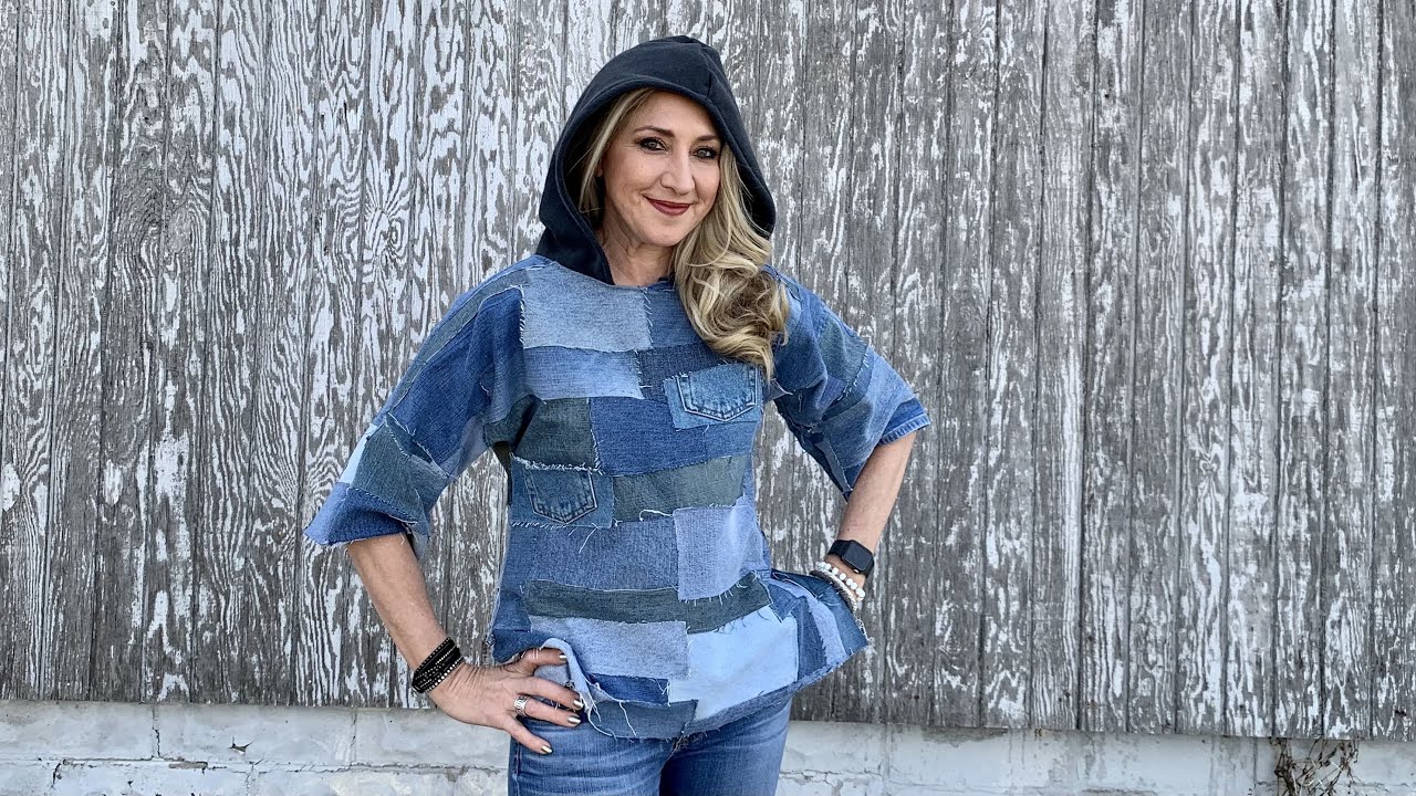 How to sew a patchwork denim hoodie