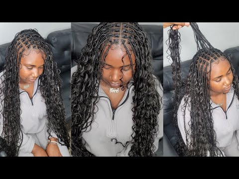 Bohemian knotless braids | knotless box braids with human hair???? #hairstyle #hairtutorial