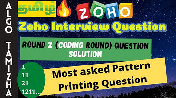 தமிழ் | Zoho Interview question 2 | pattern printing part 2 | zoho round 2 question | algo tamizha