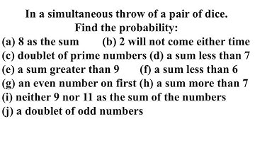 In a simultaneous throw of a pair of dice. Find the probability of a doublet of prime numbers