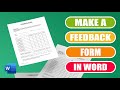 Create a Feedback Form in Word - FREE