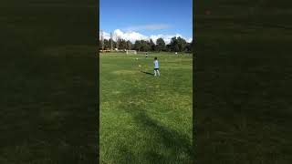 Guy kicks soccer ball that hits kid in face