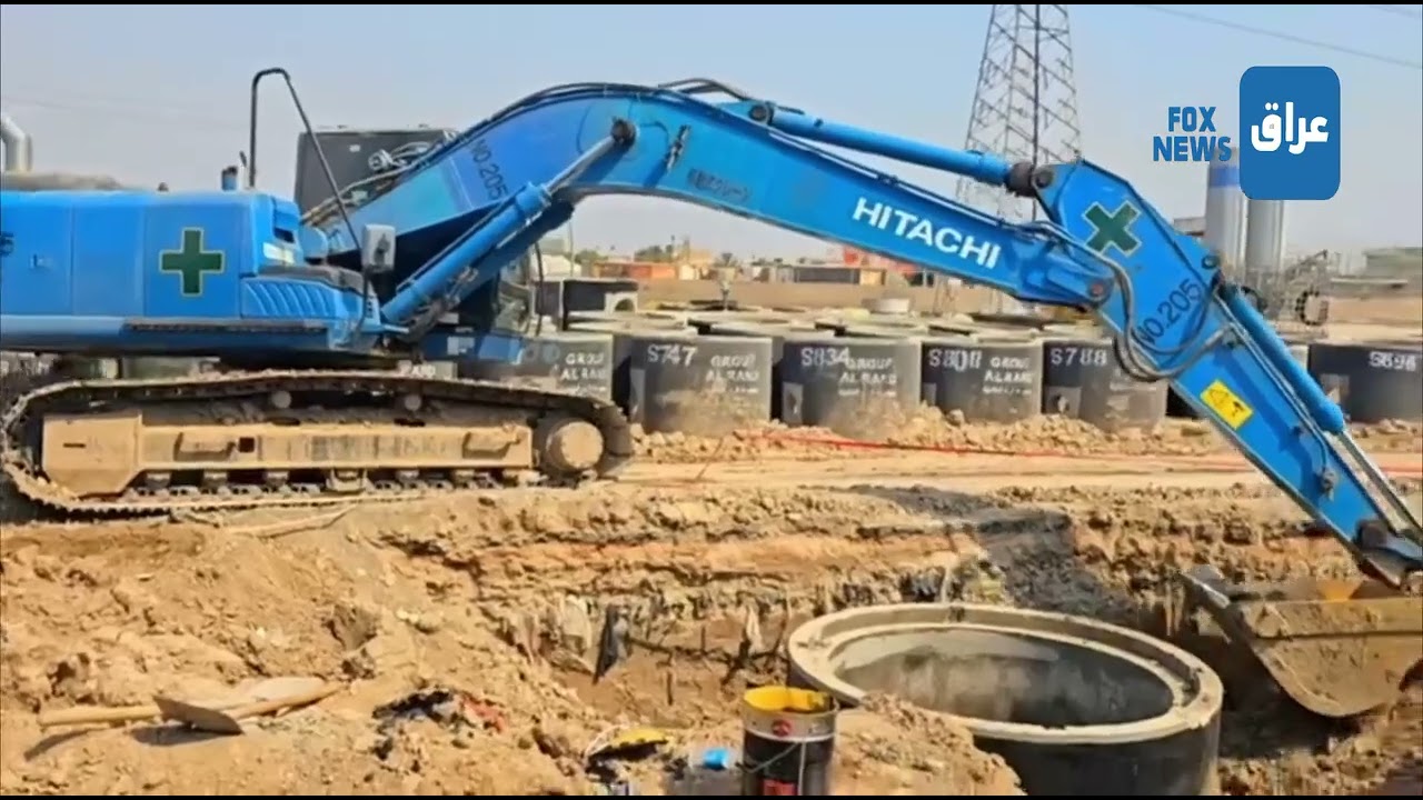 الشركة المنفذة لمشروع شبكات المجاري الحلة تباشر أعمالها في محافظة بابل