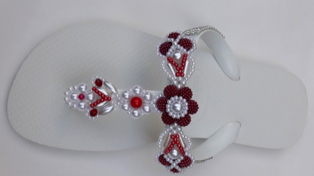 chinelos decorados Como fazer cabedal em T Charlene Eliene Rodrigues