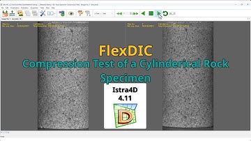 Compression test of a cylindrical rock specimen with a 2-cam FlexDIC system in Istra4D V4.11