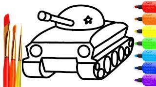 How to draw Tanks coloring page for kids I learn coloring book with Tanks
