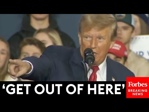 'You Can Throw Him Out!': Trump Reacts To Heckler During New Hampshire Rally