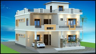 36X43 2 Floor 4 Bedroom 3D House Design | 6 Room Villa Design | Gopal Architecture