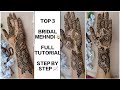 Top 3 BRIDAL mehndi designs 2025🔥👰 | Top 3 dubai style mehndi designs | front hand mehndi #bridal