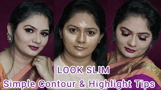 How To Make Your Face Look Slimmer with makeup | Double Chin Problem |Traditional Wedding Guest Mkup