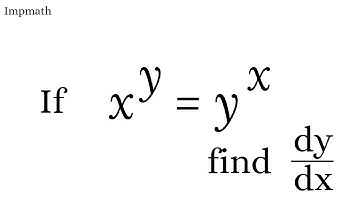 x^y=y^x , find dy/dx | first order derivative