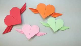 اصنع بنفسك من الورق الملون قلب بأجنحة - اعمال يدوية paper Heart