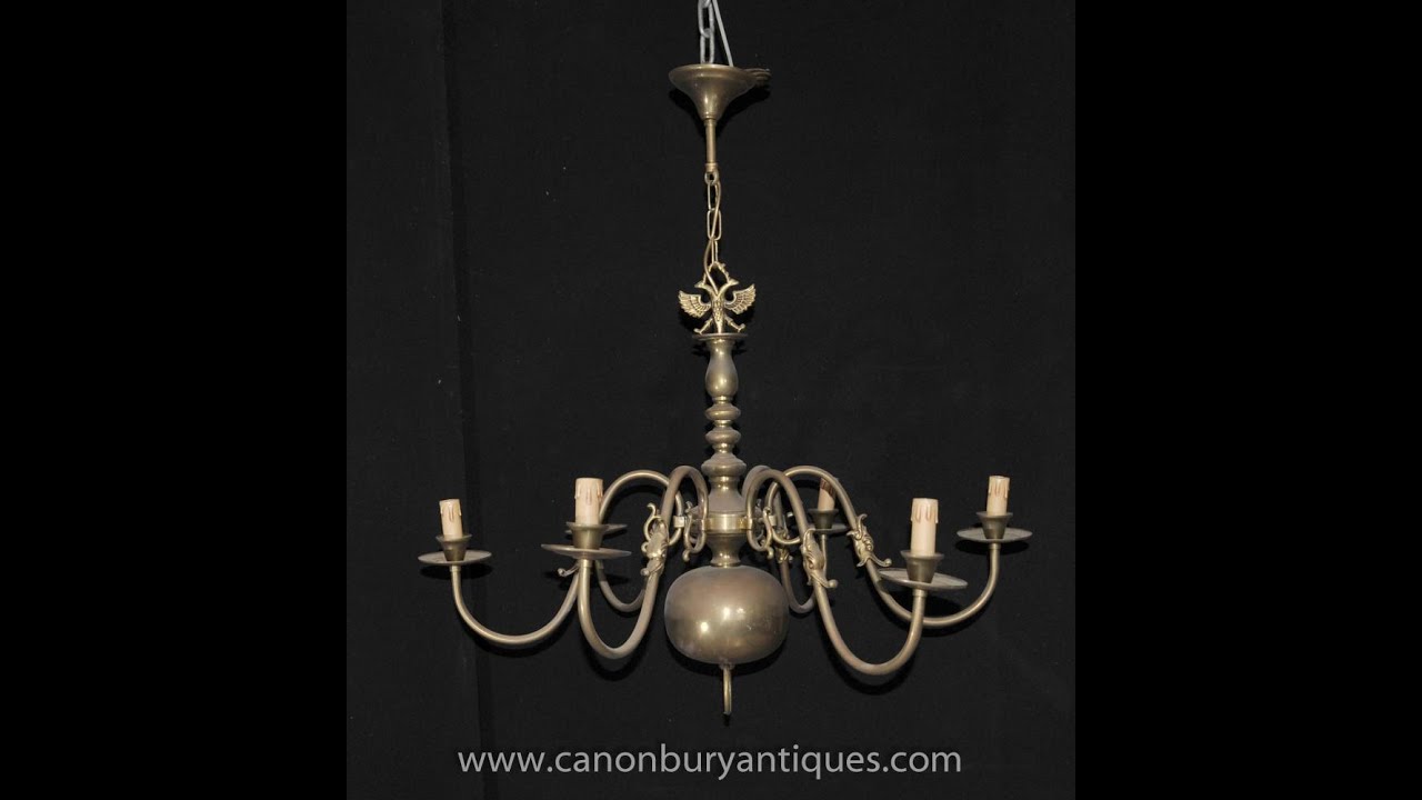 Antique Brass Dutch Chandelier Art Nouveau Light - YouTube - Antique Brass Dutch Chandelier Art Nouveau Light - YouTube