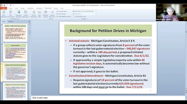 Mary Pollock reviews current petition drives in Mi...