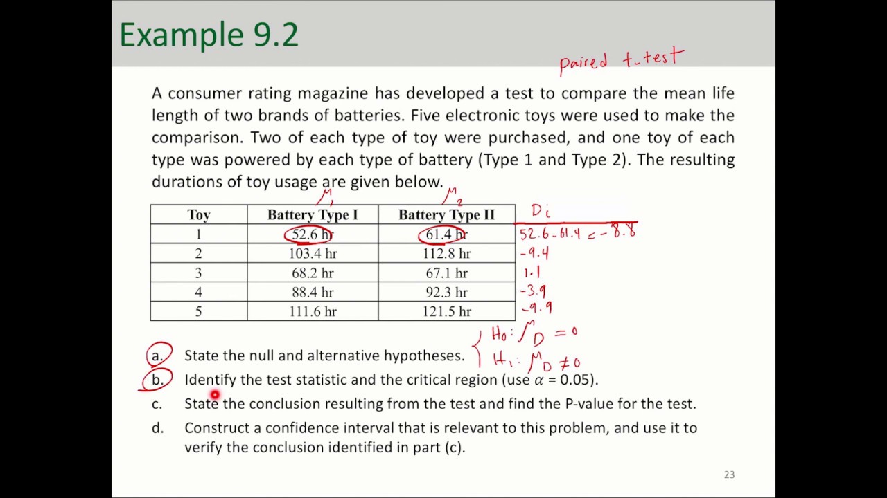 null hypothesis paired t test