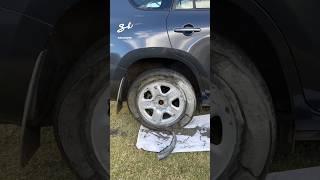 Yes, we filled a tire with concrete...🤣🤣 #tirechange #funny #carhacks