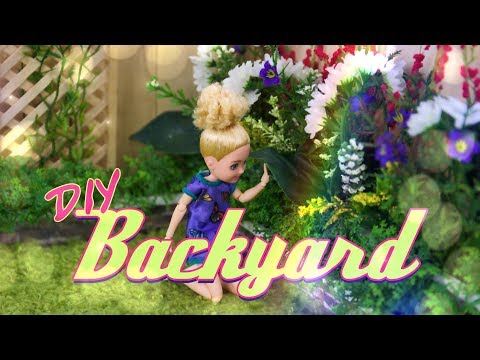 DIY - How to Make: Doll Backyard | Real Sliding Door | Fluffy Grass | Lattice & more