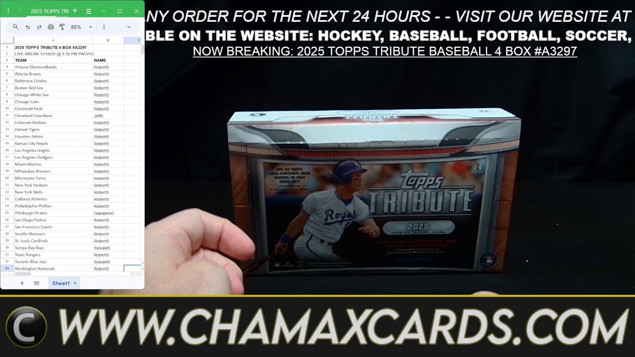 BREAKING TONIGHT: 2025 TOPPS TRIBUTE BASEBALL 4 BOX BREAK #A3297