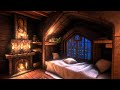 Rain, Fireplace &amp; Thunderstorm Sounds in this Cozy Castle | Sleep, Study, Relax, Meditation