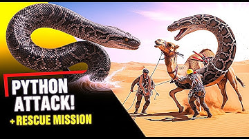 “Giant Python Attacks Camel in Desert 🐍🔥 | Rescue Team Saves the Day”