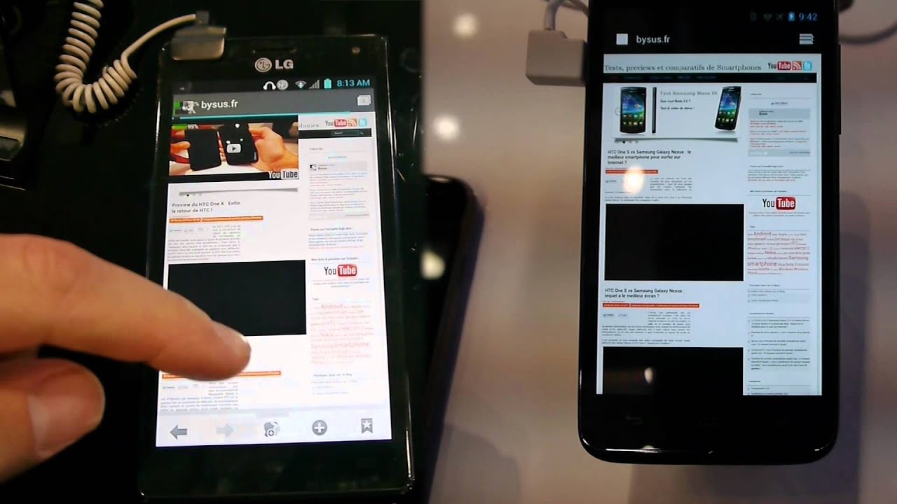 LG Optimus 4X HD vs Huawei Ascend D Quad : web browsing, screen comparison...