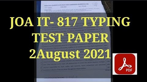 2August 2021 JOA IT 817TYPING TEST PAPER #HPSSC @hpamiteducation PDF |DAILY UPDATES |
