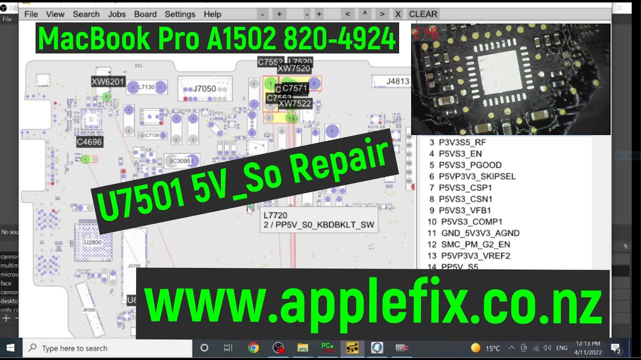 MacBook pro A1502 820-4924 Not urning On, U7501 5V_s0 replacement. Macbook  repair in Hamilton nz