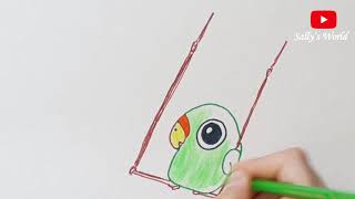 طريقة رسم الببغاء بسهولة - طريقة سهلة لرسم ببغاء| تعليم الرسم للمبتدئين كيف ترسم ببغاء