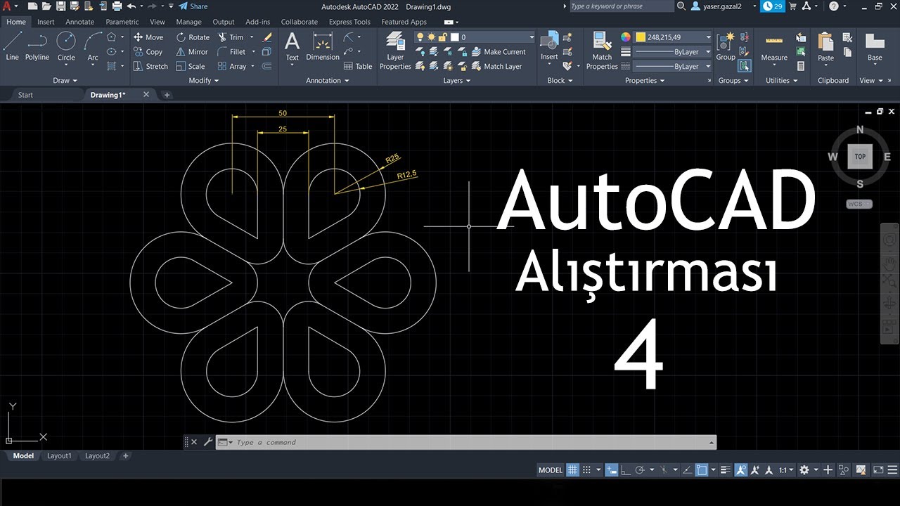 AutoCAD Training Exercise for Beginners ( 4 ) - YouTube