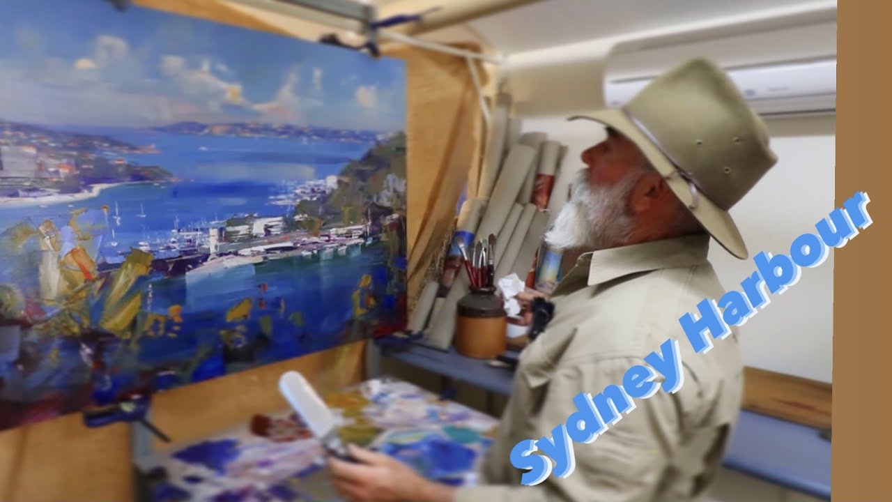 SYDNEY HARBOUR AUSTRALIA / Coastal Oil Painting / CHUNKY  tonal values and atmospheric perspective!