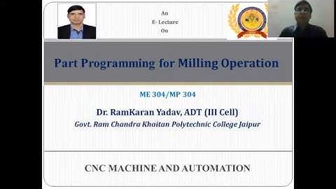 PART PROGRAMMING FOR MILLING OPERATION ME304/MP304 BY Dr. RAMKARAN YADAV GPC KHAITAN JAIPUR